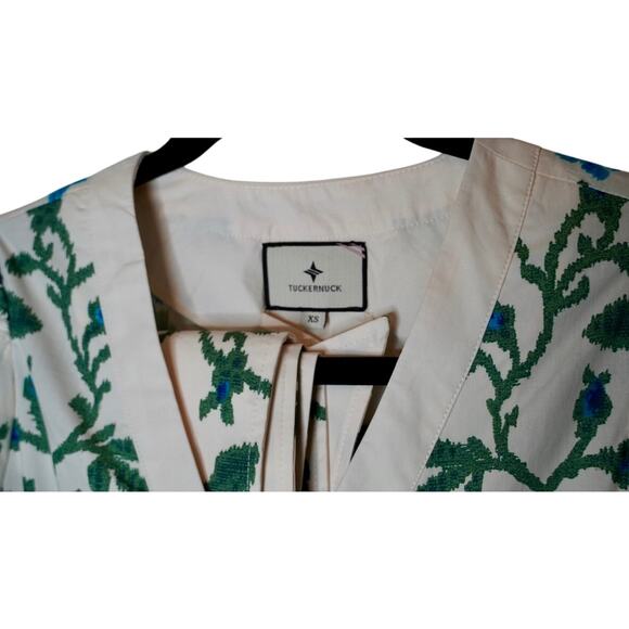 Tuckernuck Cerulean Vine Cotton Poplin Lachlan Dress Sz XS - Picture 5 of 6